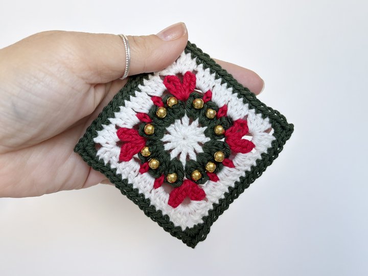 Xmas Granny Square Häkelanleitung Weihnachten, Weihnachtskranz Grannie