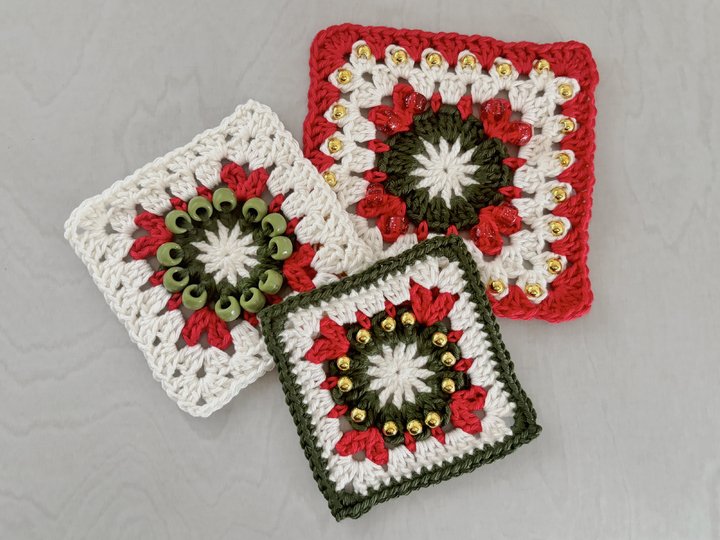 Xmas Granny Square Häkelanleitung Weihnachten, Weihnachtskranz Grannie