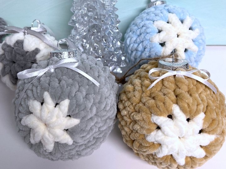 Christmas baubles Crochet pattern package No. 2, Christmas Ornaments 6x PDF