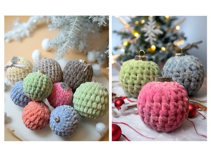 Christmas baubles Crochet pattern package No. 2, Christmas Ornaments 6x PDF
