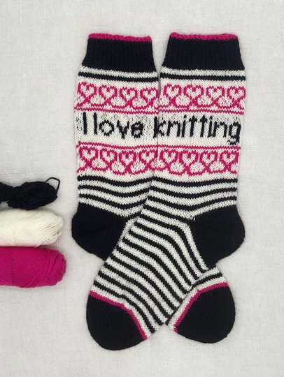 Strickliebesocken "I love knitting" Colourwork