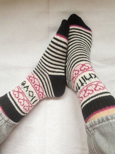 Strickliebesocken "I love knitting" Colourwork