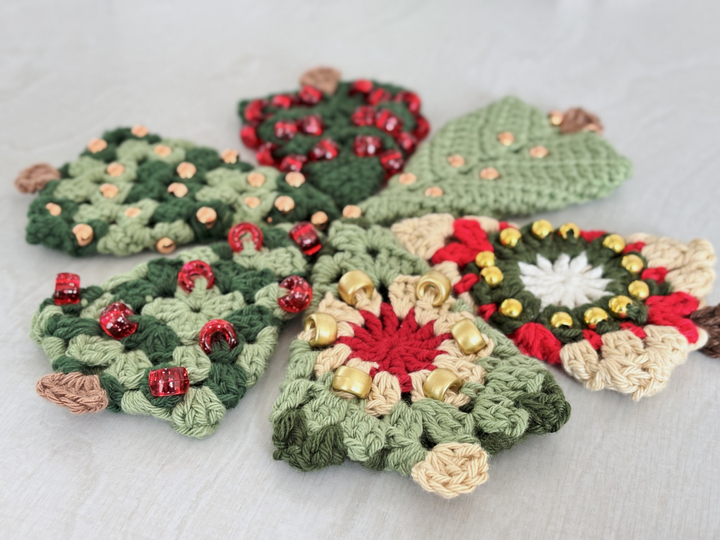 Granny Square Christmas Tree, Christmas ornaments, Xmas Garland, Gift Tags