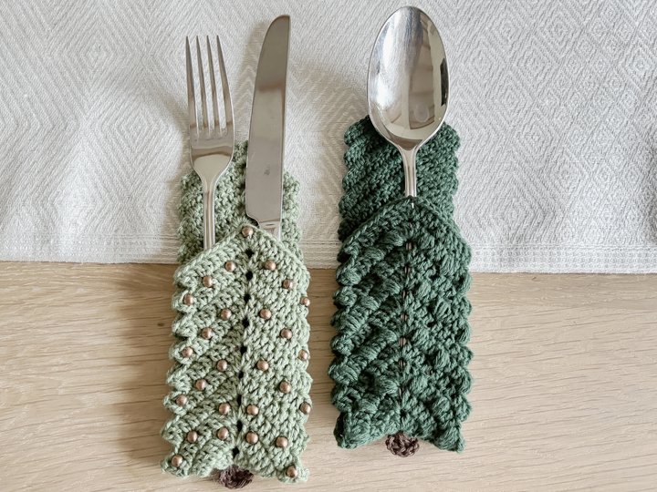 Cutlery Holder Christmas Tree, Cutlery Pouch Tree, Holiday Table Decoration