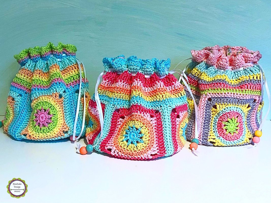 Crochet Pattern Little Pouch, Treasure Bag, Granny Square Bag, Tutorial PDF