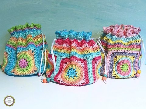 Häkelanleitung Schatzbeutel Häkelbeutel, kleine Granny-Square-Tasche