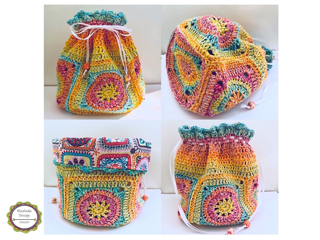 Häkelanleitung Schatzbeutel Häkelbeutel, kleine Granny-Square-Tasche - Bild 14