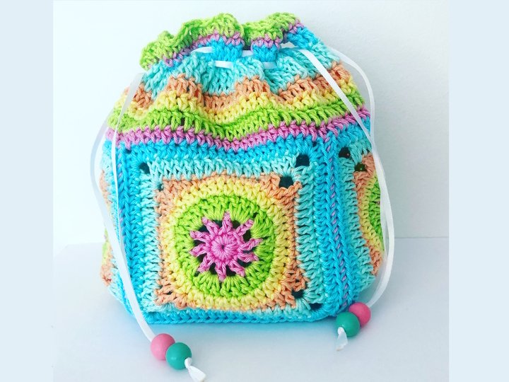 Häkelanleitung Schatzbeutel Häkelbeutel, kleine Granny-Square-Tasche