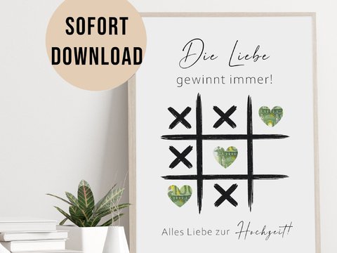 Poster GELDGESCHENK xxo HOCHZEIT Geschenk DOWNLOAD