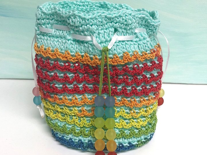 Häkelanleitung für kleine Beutel mit Spiralmuster, Schatzbeutel, PDF