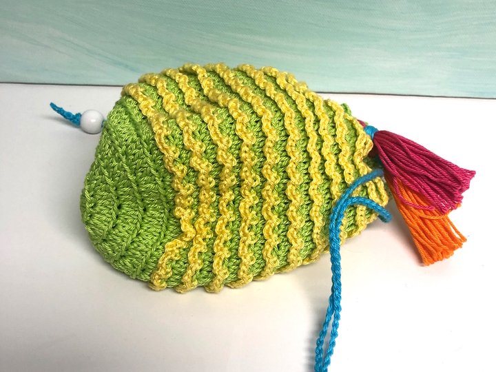Häkelanleitung für kleine Beutel mit Spiralmuster, Schatzbeutel, PDF