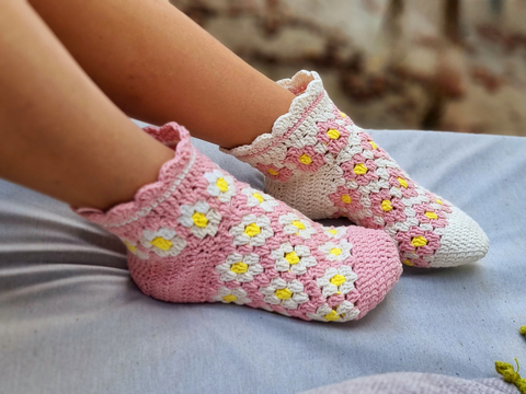 S10 Häkelmuster für Socken. PDF auf Englisch und Deutsch. Baumwollsocken.