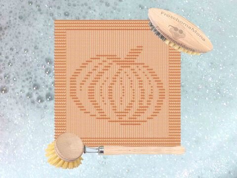 Strickmotiv „dicker Kürbis“ Deckchen Spültuch Serviette Halloween stricken