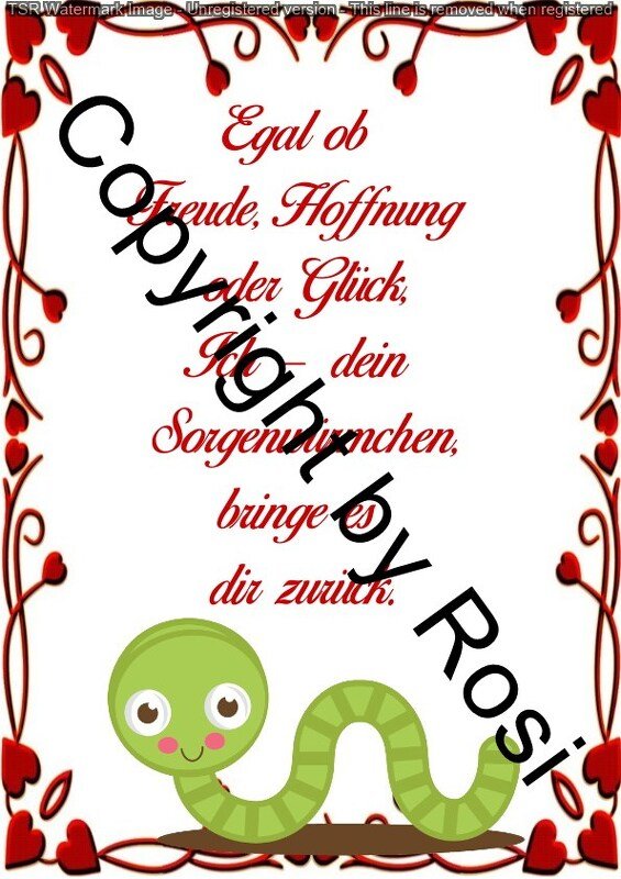 Karten zum Beilegen für Sorgen- und Glückwürmchen - einfach ausdrucken - Bild 3