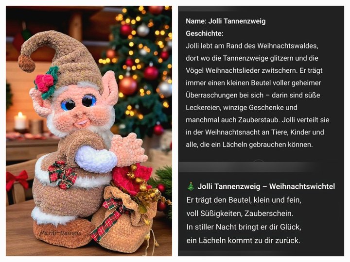 Häkelanleitung Erweiterungspaket Weihnachtsachstaccessoires für Jolli