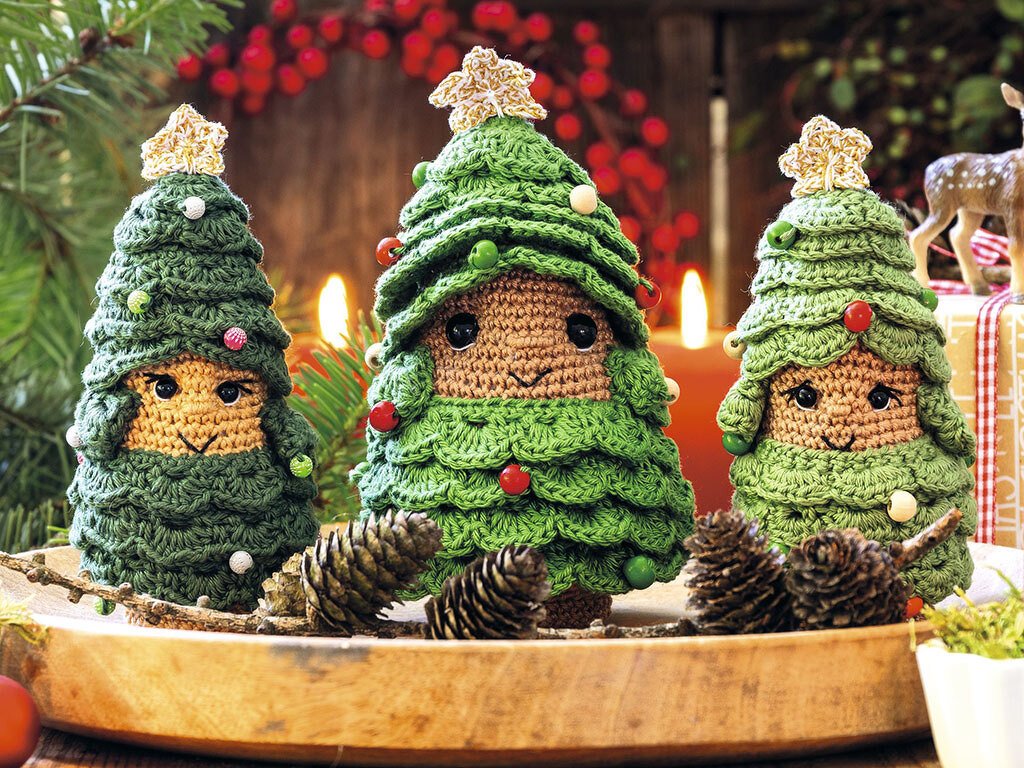 Tannenbaum-Wichtel, gehäkelt