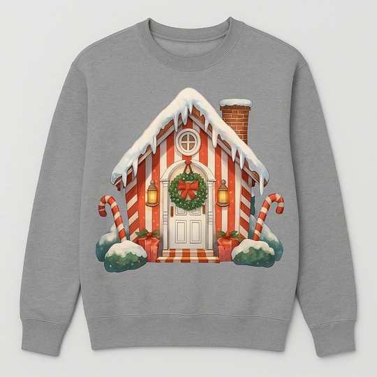 Christmas Candy Cane House – Festive Holiday Illustration PNG