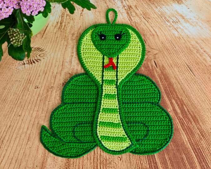 348 Snake Cobra decor. Potholder, Placemat, Washcloth, Table mat, Zabelina