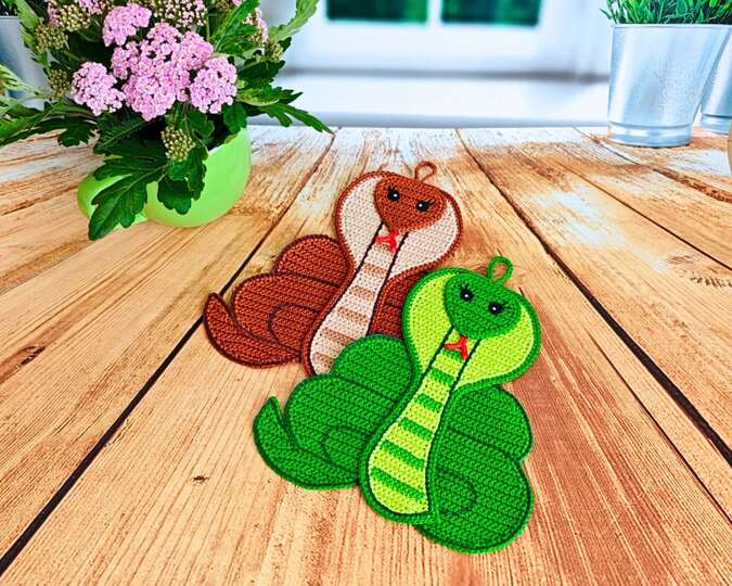 348 Snake Cobra decor. Potholder, Placemat, Washcloth, Table mat, Zabelina