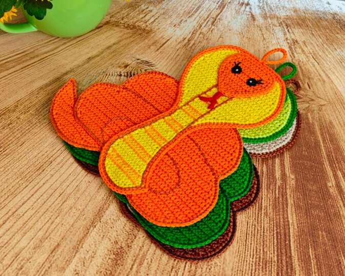 348 Snake Cobra decor. Potholder, Placemat, Washcloth, Table mat, Zabelina