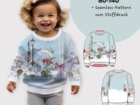 Schnittmuster Ugly Christmas Shirt Paula+Emil Gr. 80-140 + Motiv "Katze"