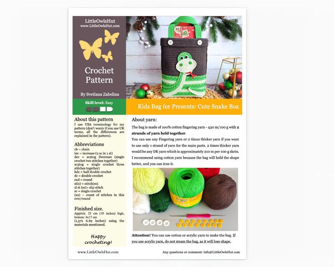 349 HandBag Snake. Perfect Beginner-Friendly DIY Project, Zabelina