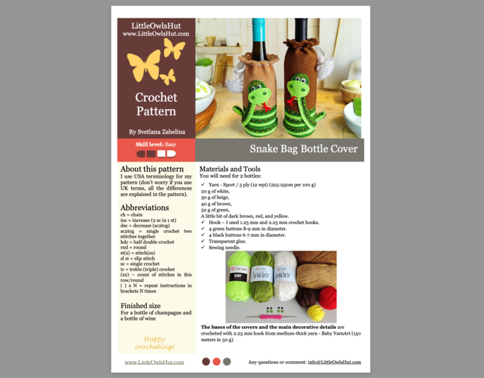 351 Bottle bag Snake Boa Serpent Bottle Cover for Water, Wine & Champagne