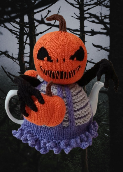 TeaCosyFolk's Halloween Pumpkin Reaper Tea Cosy Knitting Pattern