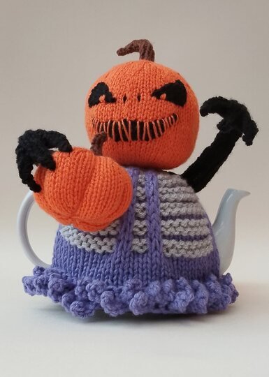 TeaCosyFolk's Halloween Pumpkin Reaper Tea Cosy Knitting Pattern