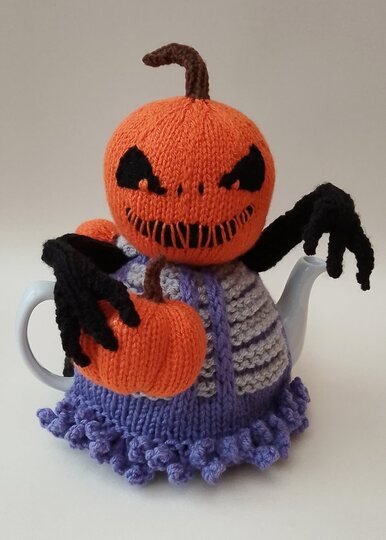 TeaCosyFolk's Halloween Pumpkin Reaper Tea Cosy Knitting Pattern