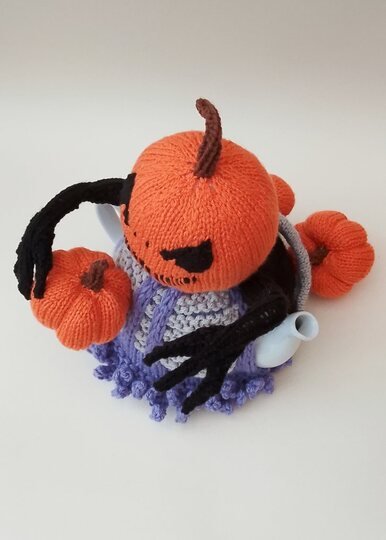 TeaCosyFolk's Halloween Pumpkin Reaper Tea Cosy Knitting Pattern