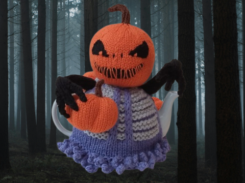 TeaCosyFolk's Halloween Pumpkin Reaper Tea Cosy Knitting Pattern
