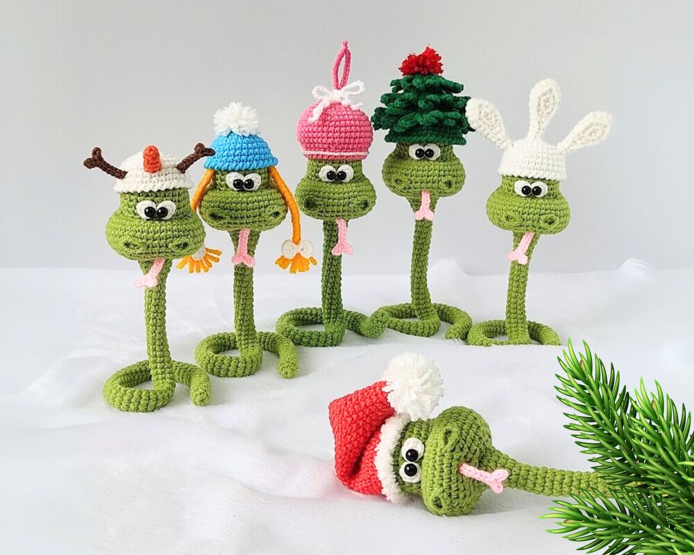 353 Snake Cable tie, Lucky charm, Plant decor, Napkin ring, Kable tie - Crochet