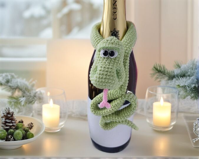 355 Snake Bottle Decor Cover for Wine & Champagne | Christmas and New Year