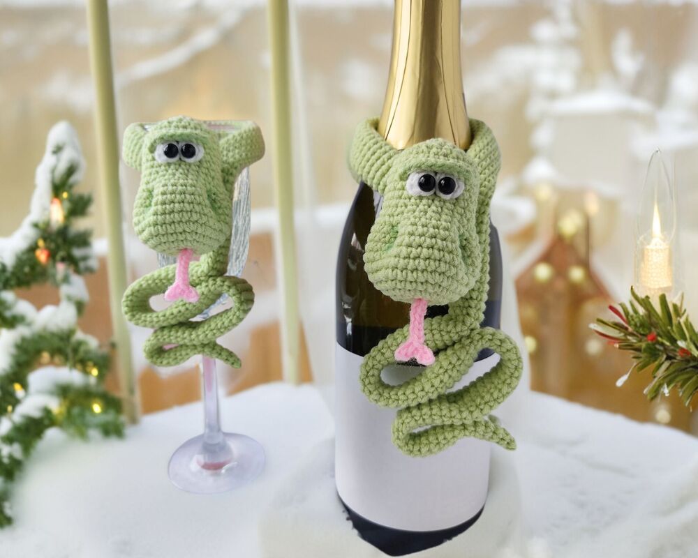 355 Snake Bottle Decor Cover for Wine & Champagne | Christmas and New Year - Image 5