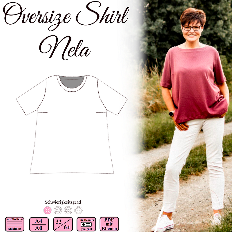 Oversize Shirt Nela - Gr 32-64 - E-Book und Nähanleitung