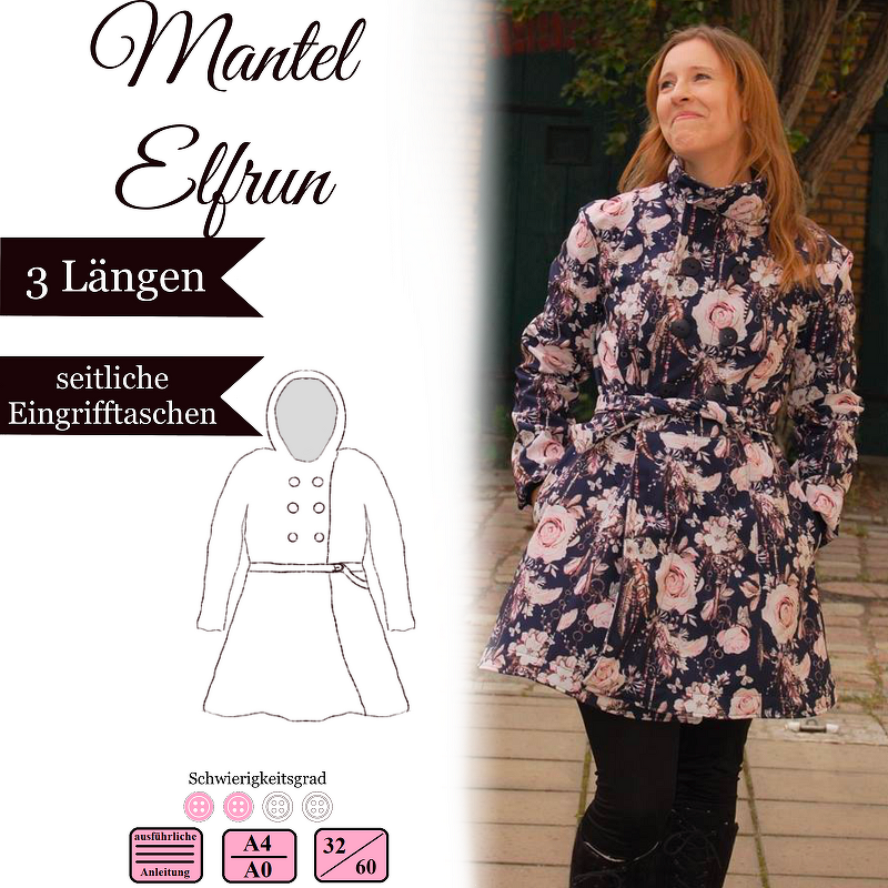 Damen Mantel Elfrun - 32-60 - E-Book und Nähanleitung