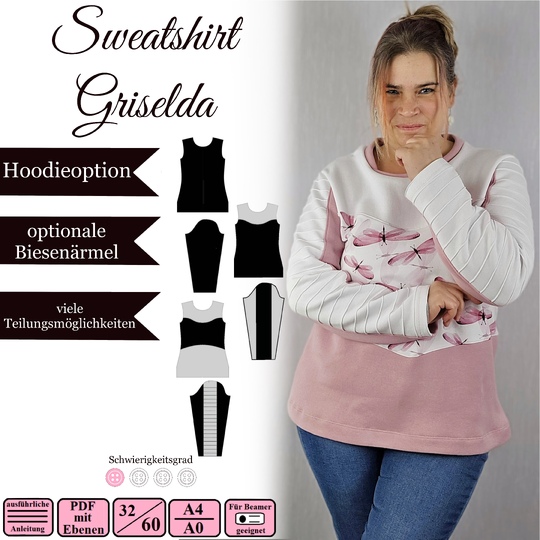 Damen Sweatshirt "Griselda" - 34-60 - E-Book und Nähanleitung