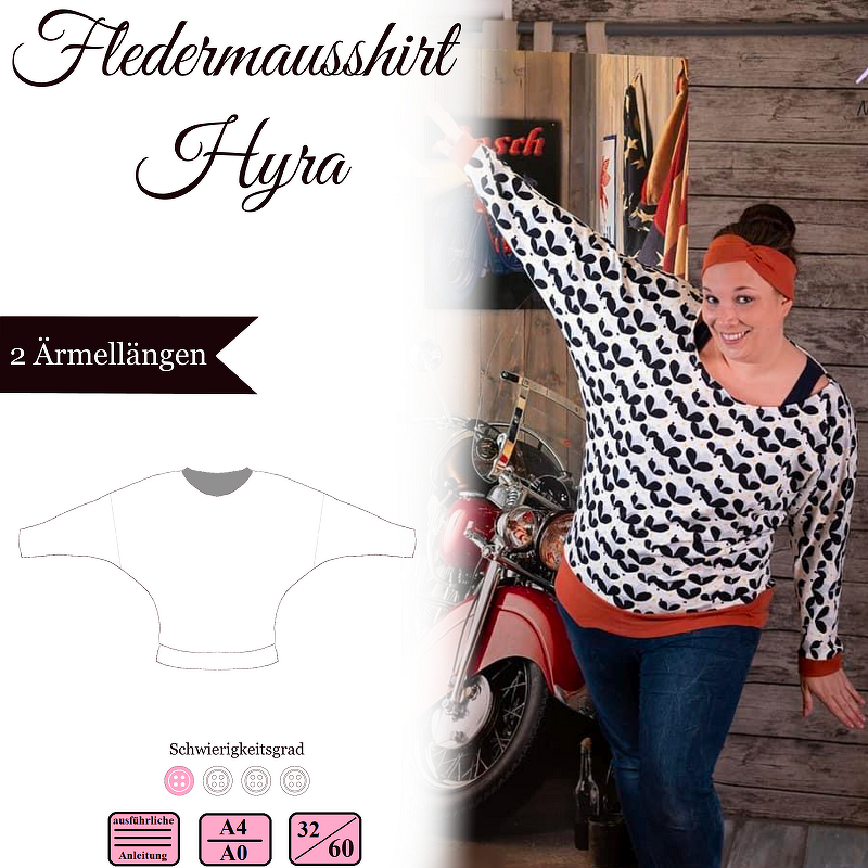 Fledermausshirt "Hyra" - 32-60 - E-Book und Nähanleitung