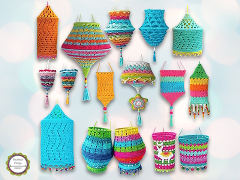 Crochet pattern package for Lanterns Lampions and Lampshades, 136-page PDF