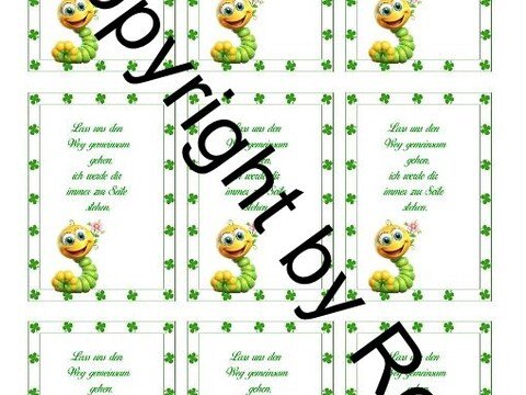 Karten zum Beilegen für Sorgen- und Glückwürmchen - einfach ausdrucken