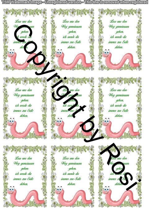 Karten zum Beilegen für Sorgen- und Glückwürmchen - einfach ausdrucken