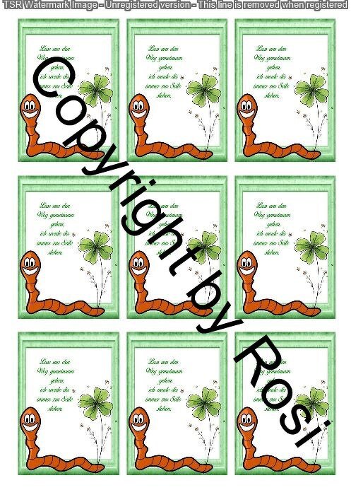 Karten zum Beilegen für Sorgen- und Glückwürmchen - einfach ausdrucken