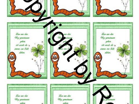 Karten zum Beilegen für Sorgen- und Glückwürmchen - einfach ausdrucken