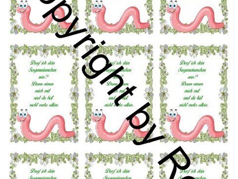 Karten zum Beilegen für Sorgen- und Glückwürmchen - einfach ausdrucken