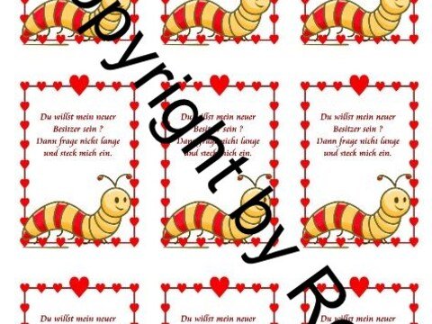 Karten zum Beilegen für Sorgen- und Glückwürmchen - einfach ausdrucken