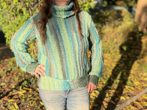 Crochet Pattern Turtleneck Sweater "Malachite"