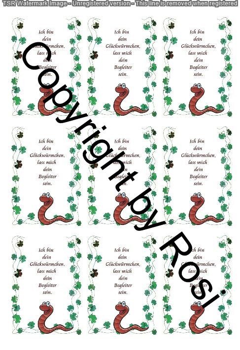 Karten zum Beilegen für Sorgen- und Glückwürmchen - einfach ausdrucken