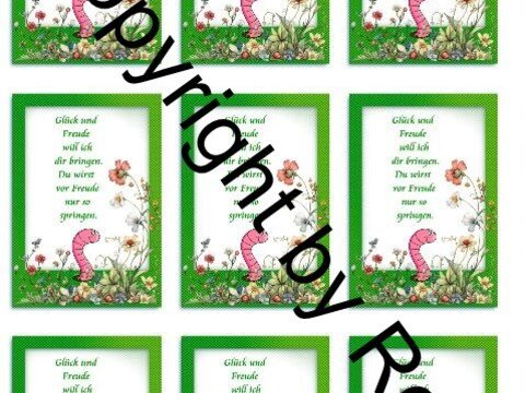 Karten zum Beilegen für Sorgen- und Glückwürmchen - einfach ausdrucken