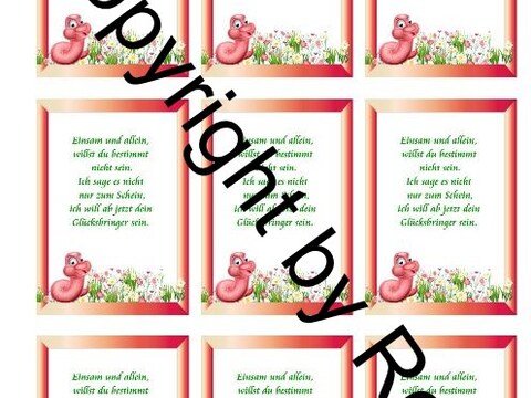 Sorgenwürmchen - Glückswürmchen - Sprüche - Kärtchen - Karte